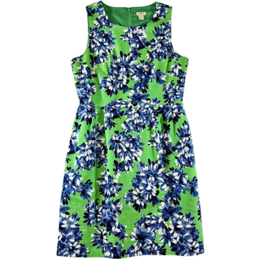 J Crew 100% Cotton Green Floral Dress 6 / S NWOT